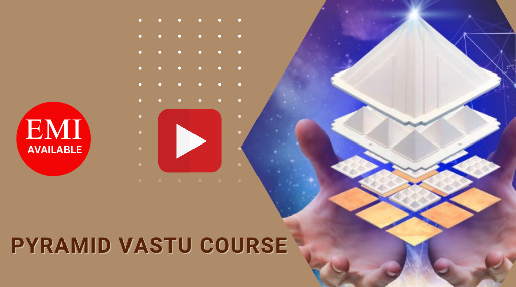 Graphic Showing Pyramid Yantra And YouTube Icon For Online Vastu Course , Vastu Shastra